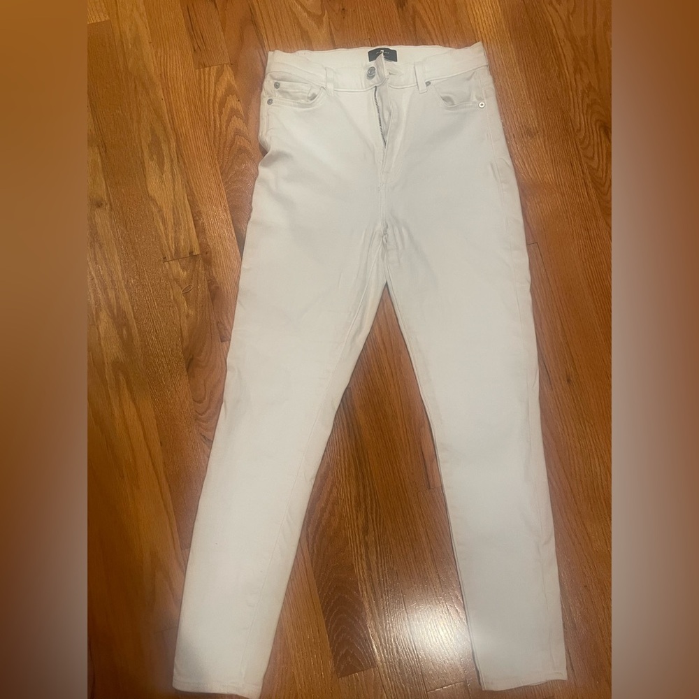 7 for All Man kind , the high waist ankle skinny jean